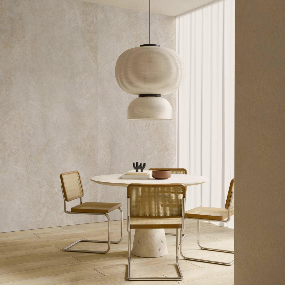 Taj Mahal Linen Matt Stone Look Porcelain Tiles 600x1200mm in a room setting