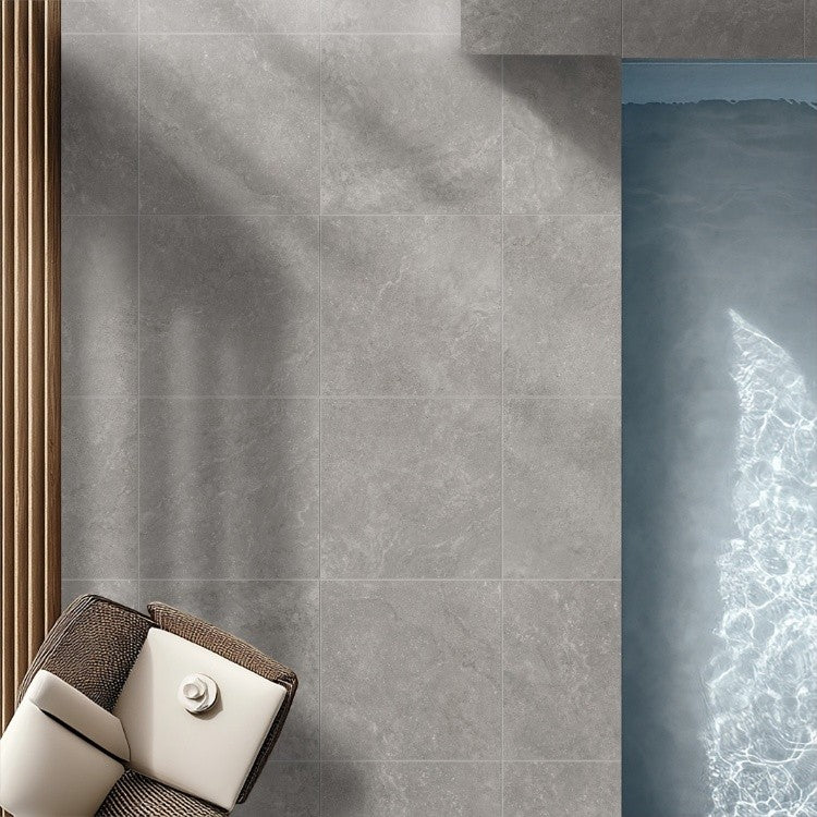 Traverpro Grey Cross Cut Drop Face Porcelain Pavers in a room setting