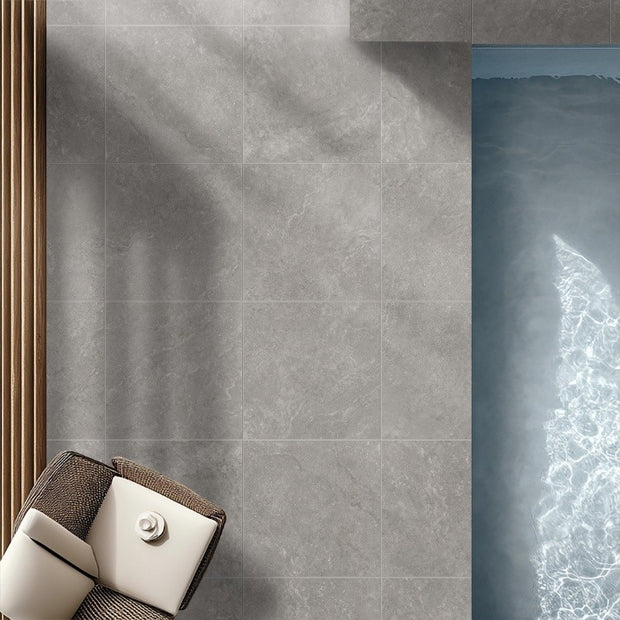 Traverpro Grey Cross Cut Drop Face Porcelain Pavers in a room setting