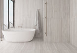Euromarmo Travertine Chiaro Marble Look Porcelain Tiles in a room setting