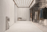 Euromarmo Travertine Chiaro Marble Look Porcelain Tiles in a room setting