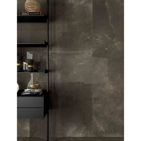 Trex6 Dove Grey Honed Marble Look Porcelain Slabs in a room setting