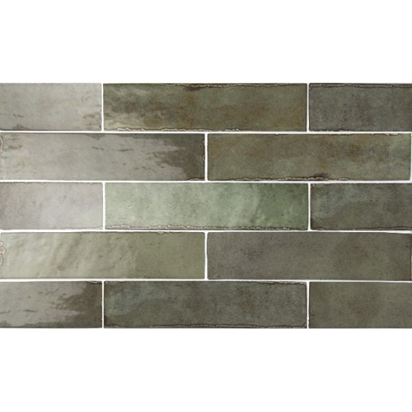 Tribeca Sage Green Gloss Porcelain Subway Tiles tile