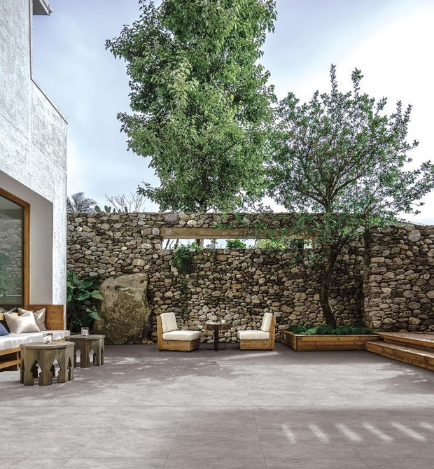 Tundra Grey Ocean 20mm Porcelain Pavers in a room setting