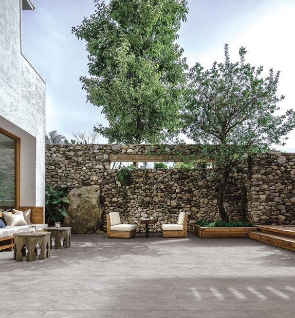 Tundra Grey Ocean 20mm Porcelain Pavers in a room setting