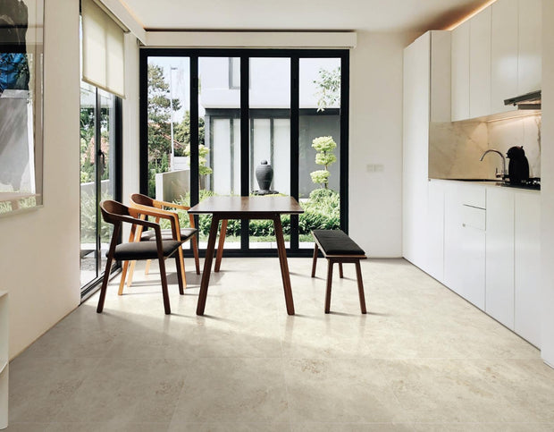 Tundra Sand Ocean Matt Stone Look Porcelain Tiles 600x600mm in a room setting