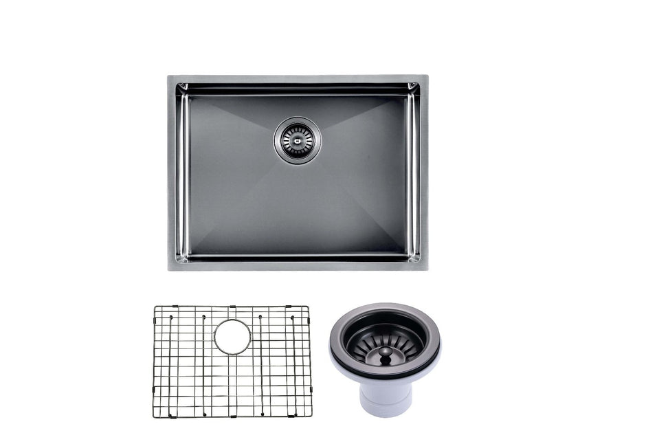 Navona TWM10 Handmade Single Bowl Sink 600 x 450 x 230mm Gunmetal Black