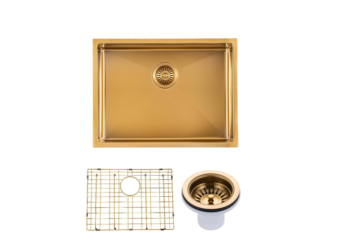Navona TWM10 Handmade Single Bowl Sink 600 x 450 x 230mm Brushed Gold