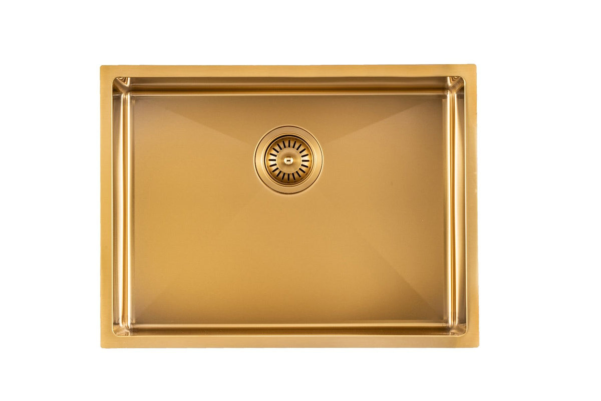 Navona TWM10 Handmade Single Bowl Sink 600 x 450 x 230mm Brushed Gold