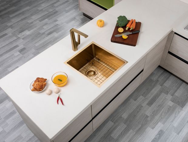 Navona TWM12 Handmade Single Bowl Sink 390 x 450 x 215mm Brushed Gold