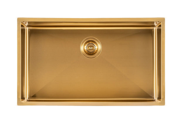 Navona TWM3 Handmade Single Bowl Sink 762 x 457 x 254mm Brushed Gold