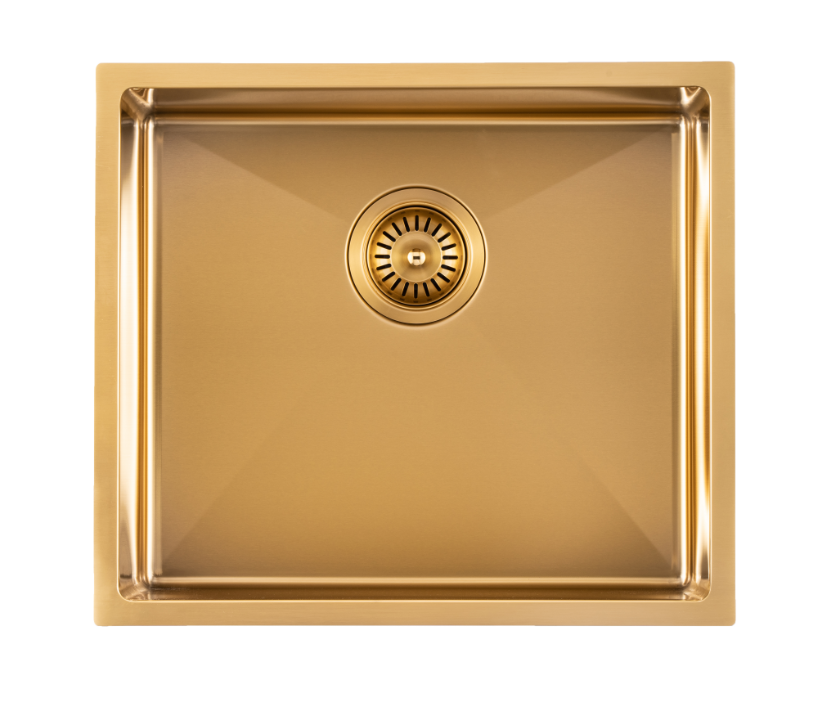 Navona TWM5 Handmade Single Bowl Sink 510 x 450 x 230mm Brushed Gold