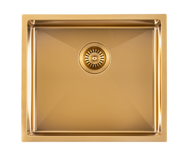Navona TWM5 Handmade Single Bowl Sink 510 x 450 x 230mm Brushed Gold