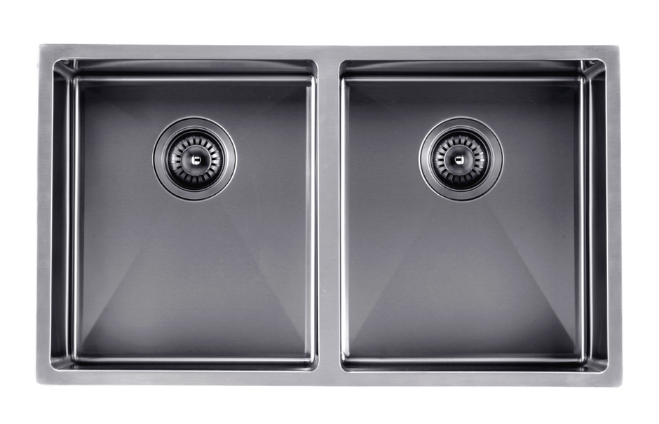 Navona TWM6 Handmade Double Bowl Sink 770 x 450 x 215mm Gunmetal Black