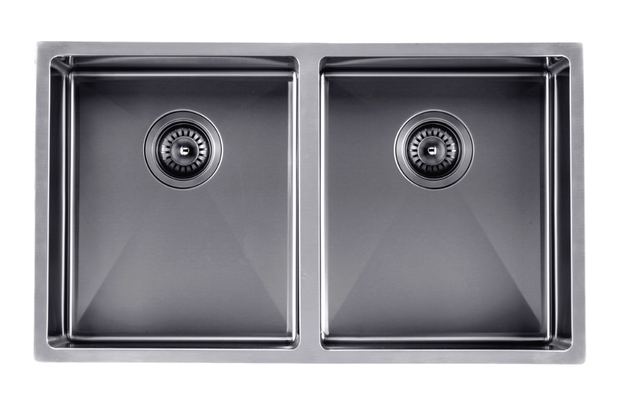 Navona TWM6 Handmade Double Bowl Sink 770 x 450 x 215mm Gunmetal Black