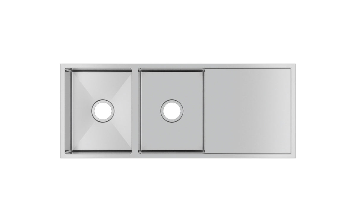 Navona TWM9 Handmade Double Bowl Sink with Drainer 1160 x 460 x 230mm Stainless Steel