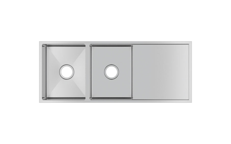 Navona TWM9 Handmade Double Bowl Sink with Drainer 1160 x 460 x 230mm Stainless Steel