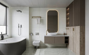 Ultra White Slate Textured Matt Concrete Look Porcelain Tiles 600x600mm in a room setting