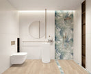 Ultra80 White Chisel Satin Porcelain Tiles in a room setting