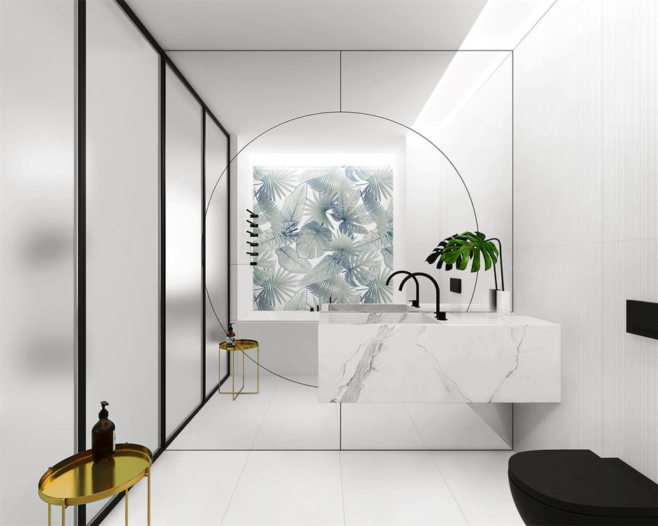 Ultra80 White Chisel Satin Porcelain Tiles in a room setting