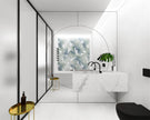 Ultra80 White Chisel Satin Porcelain Tiles in a room setting