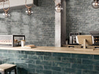 Vibrant Grey Gloss Ceramic Subway Tiles in a room setting