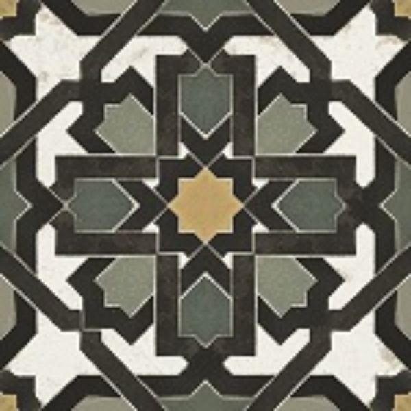 Vintage 15 Green Patterned Matt Porcelain Tiles 200x200mm tile