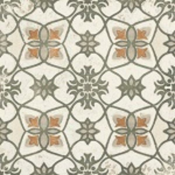 Vintage 19 Green Patterned Matt Porcelain Tiles 200x200mm tile