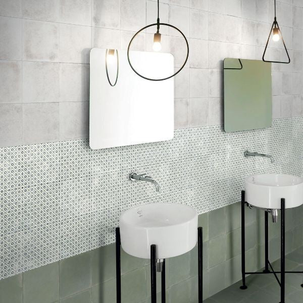 Vintage Green Plain Matt Porcelain Tiles in a room setting