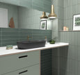 Wadi Mint Matt Porcelain Subway Tiles in a room setting