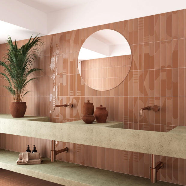 Wadi Terra Matt Porcelain Subway Tiles in a room setting