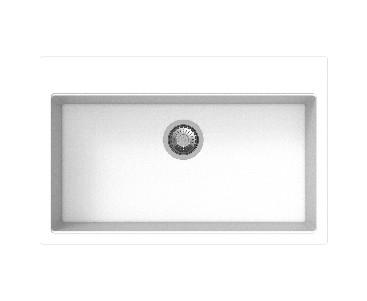 Navona Waltz 780 Single Bowl Granite Sink 780 x 510 x 220mm Snova White