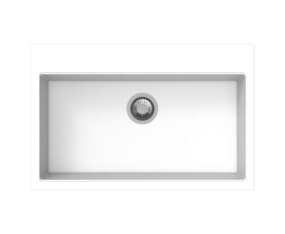 Navona Waltz 780 Single Bowl Granite Sink 780 x 510 x 220mm Snova White