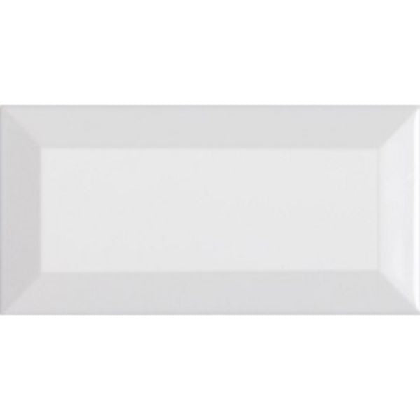 White Bevelled Gloss Ceramic Subway Tiles 100x200mm tile