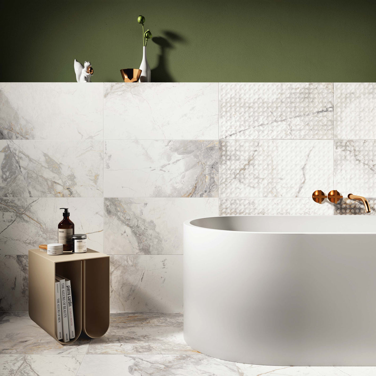 Stoneage Antarctic 3D Porcelain Tiles in a room setting