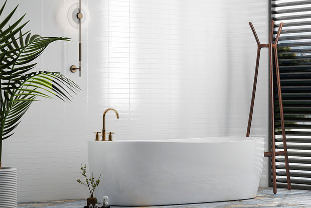 Mido Blanco Gloss Subway Tiles in a room setting