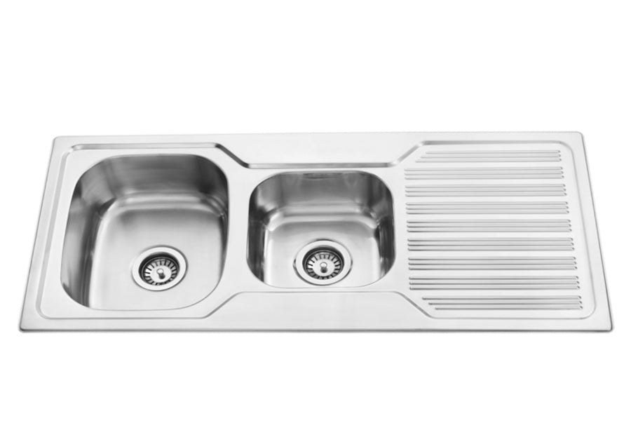 1.5 Radius Corner Kitchen Sink 8mm Steel No Taphole 1080x480x170mm IS1018-NTH