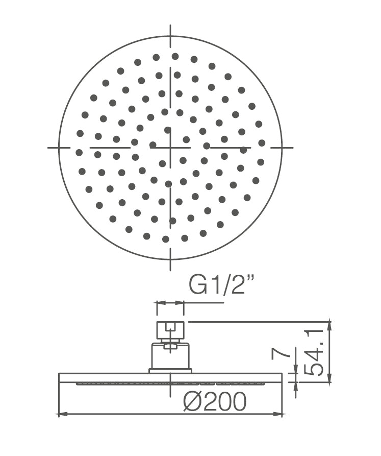 Round Brass Shower Head 200mm