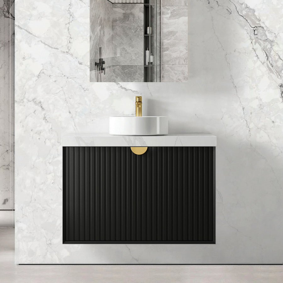 MATTE BLACK MARLO 900MM WALL HUNG VANITY MA900BST-CA-12TH