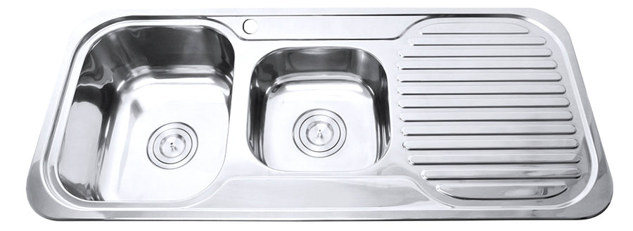 1.5 Left Hand Bowl 8mm Steel Radius Cnr Sink 1080x480x170mm IS1018-1L
