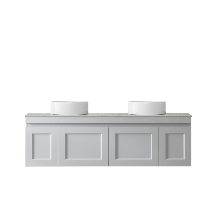 Satin Light Grey Hampton Mark II1500 Wall Hung Amani Grey Top No Taphole HPM1500GST-G-NTH