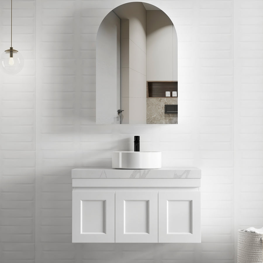 Satin White Hampton Mark II900 Wall Hung Mont Blanc Top 12 O'clock Taphole HPM900WST-CA-12TH