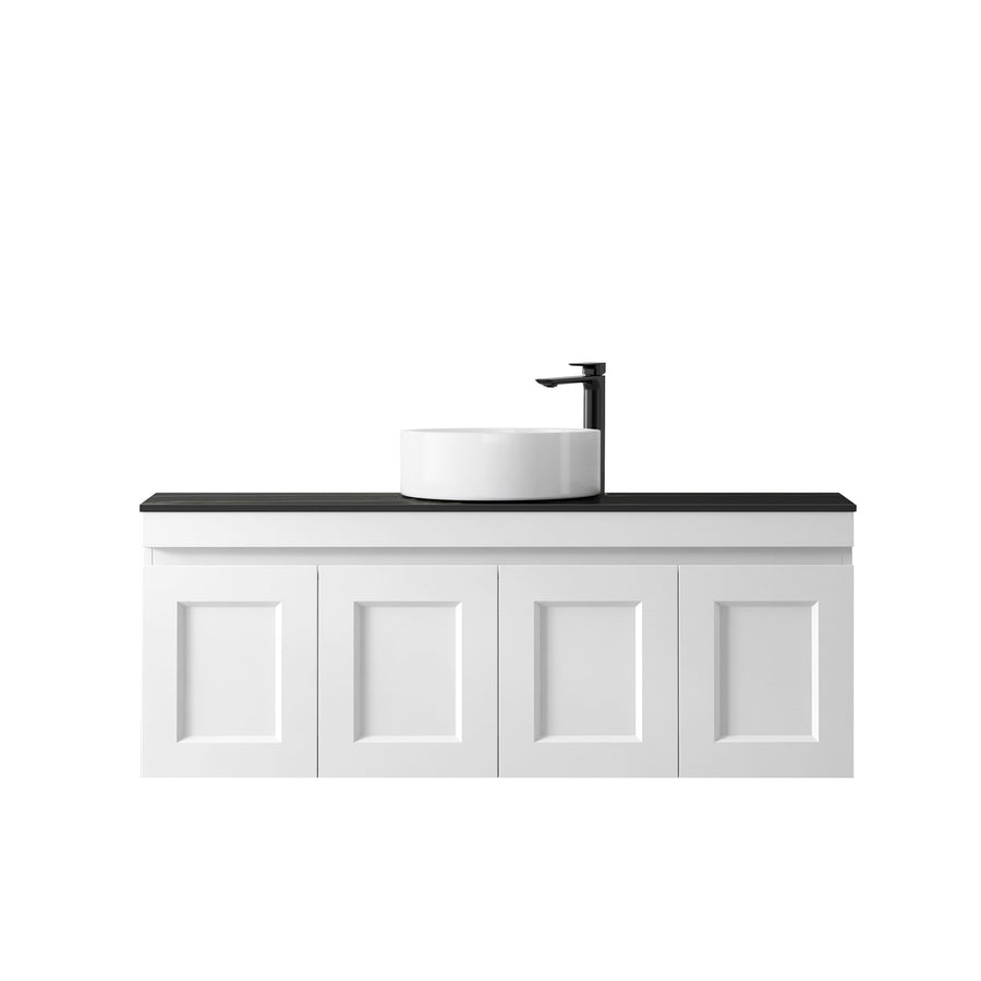 Satin White Hampton Mark II1200 Wall Hung Empire Black Top 2 O'clock Taphole HPM1200WST-EB-2TH