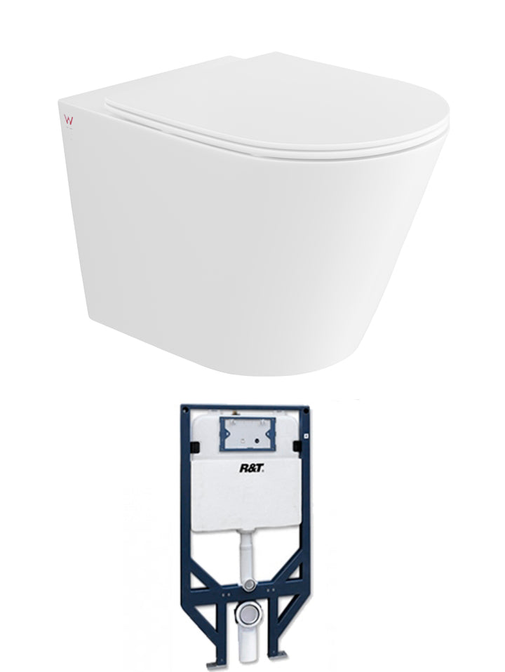 Alzano Wall Hung Pan & R&T Inwall Cistern with Frame (Button Order Separately) IAWHPVAPK-NP